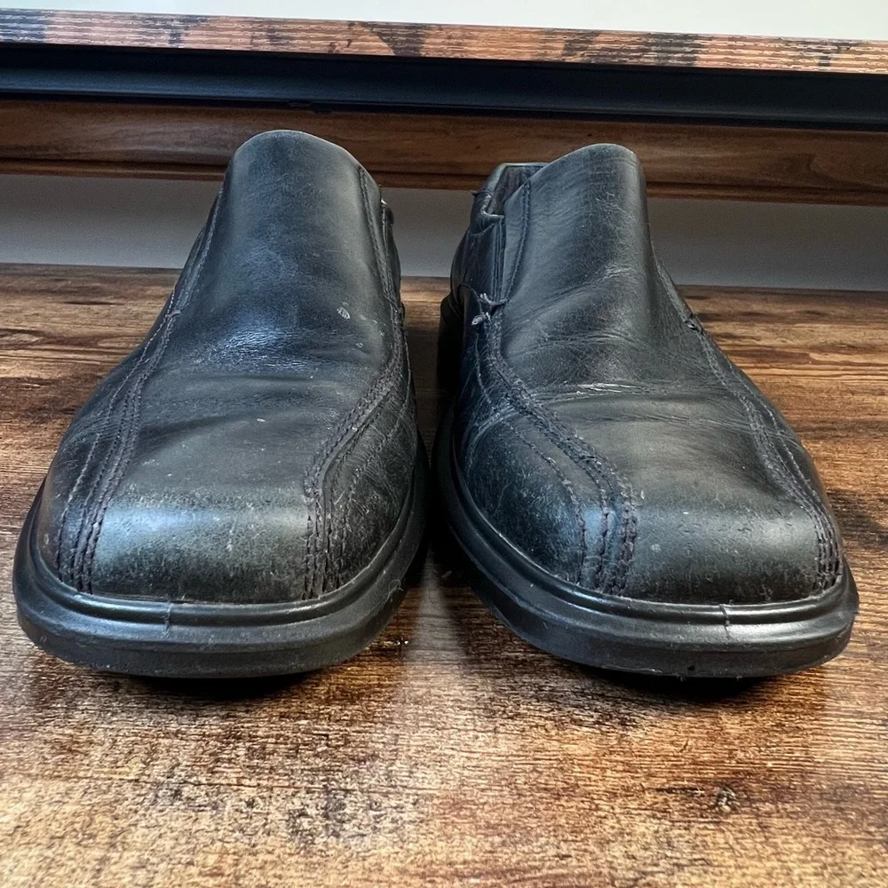 Ecco Leather Loafer Slip On Black Business Casual Dress Shoes Men's 41‎ US 7/7.5